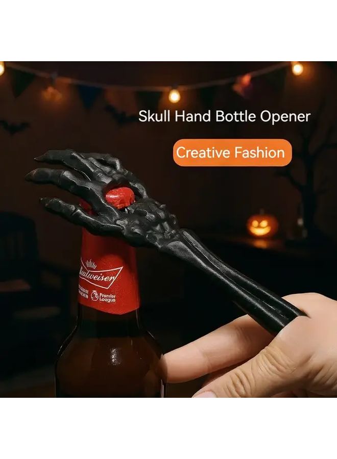 Black Skull Hand Bottle Opener Heavy Duty Cast Iron Halloween Gift - Image 1